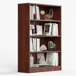 Boyel Living - 4 Shelf boockase Display Bookcase Freestanding Wooden Bookshelves 48 Inch Height - Cherry
