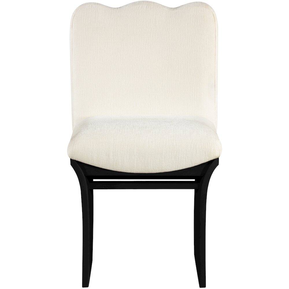 Alt View 1. Meridian Furniture - Shaw Cream Chenille Fabric Upholstered Dining Chair - Black.