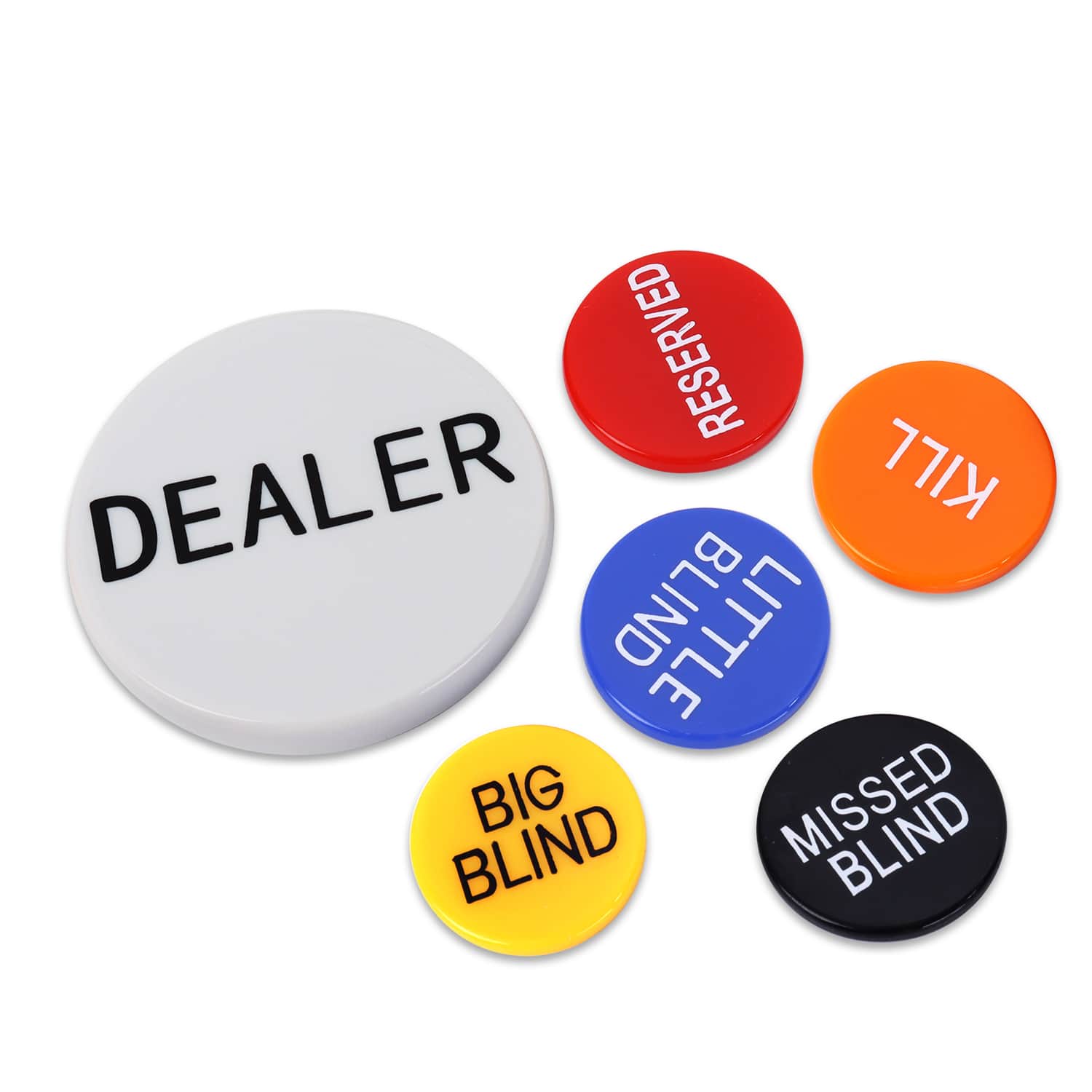 GSE Games & Sports Expert - Set of 6 Professional Little Blind, Big Blind, Missed Blind, Kill, Reserved, Dealer Puck Buttons