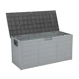 Winado - 75 Gallon Storage Deck Box Rattan Garden Cushion Organizer Patio Deck Cabinet for Indoor Outdoor - Gray
