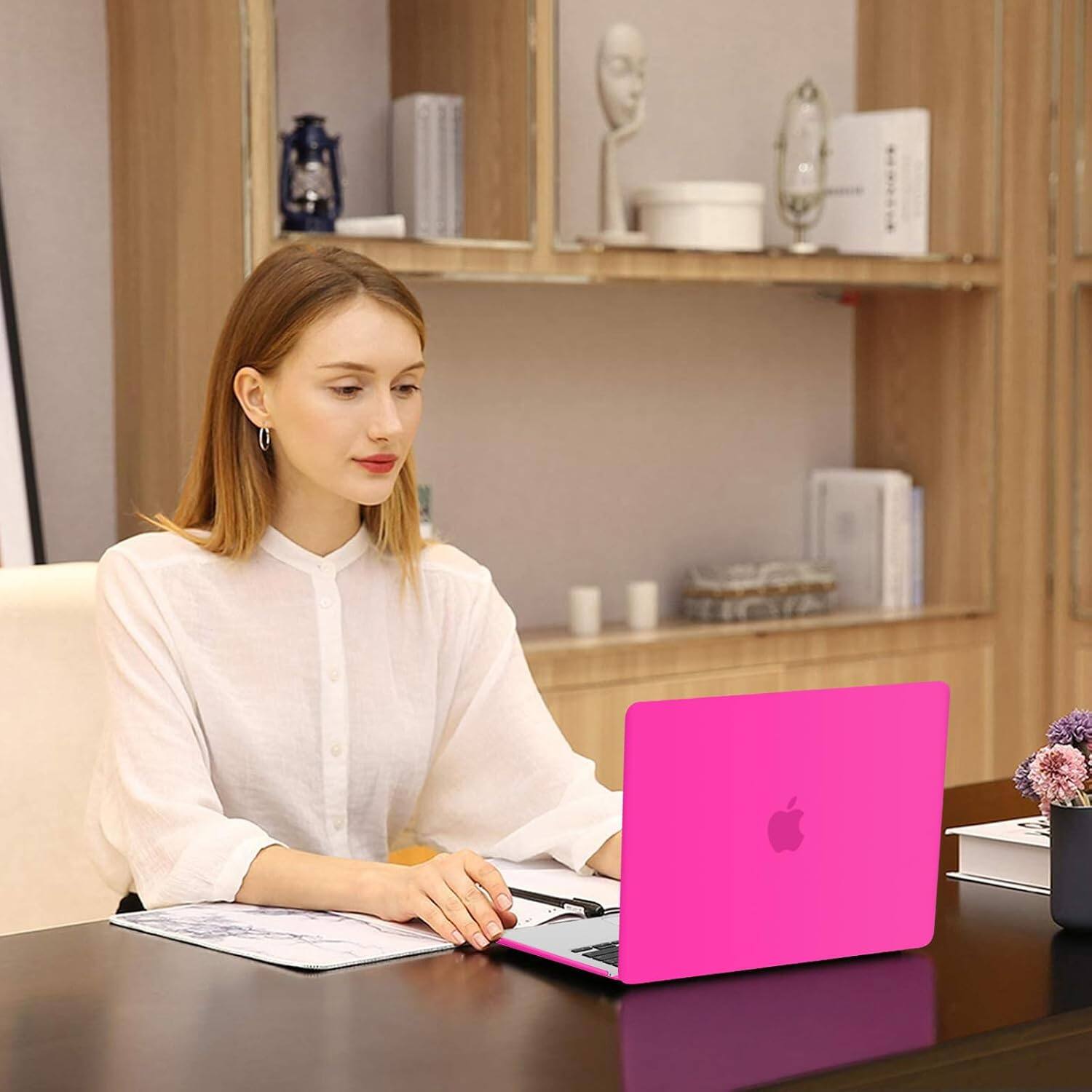 Alt View 2. mosiso - Laptop Case for MacBook Air 13 inch Case M5 A3449 M4 A3240 M3 A3113 M2 A2681 2022-2026 - Bright Rose.