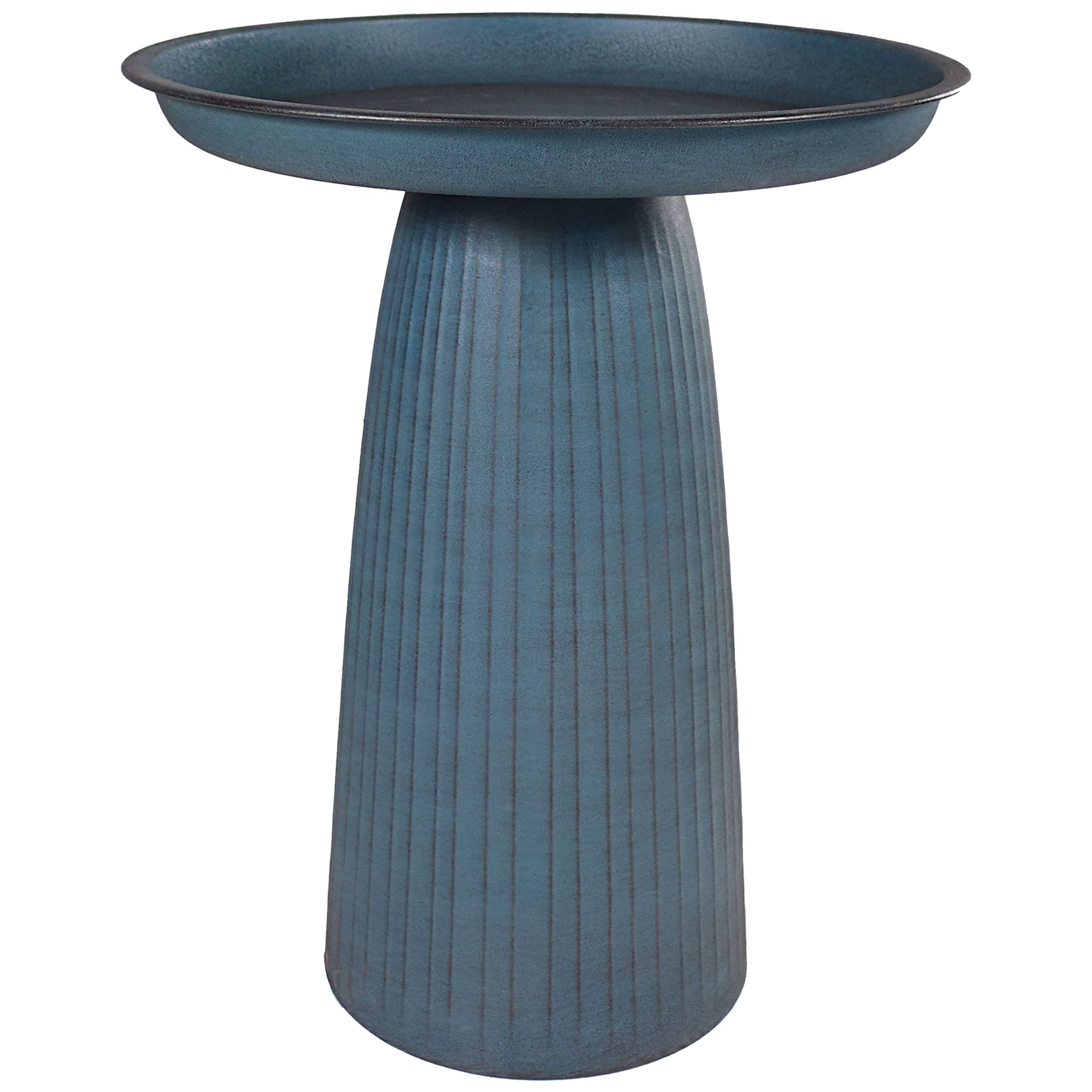 Sunnydaze - Gleeful Garden Metal Outdoor Bird Bath - Blue