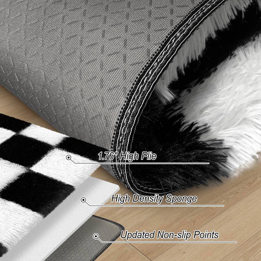 Fuzzy Rug Pattern Fabibe Soft Fuzzy Fluffy Rug For Bedroom Living Room Black And White ...