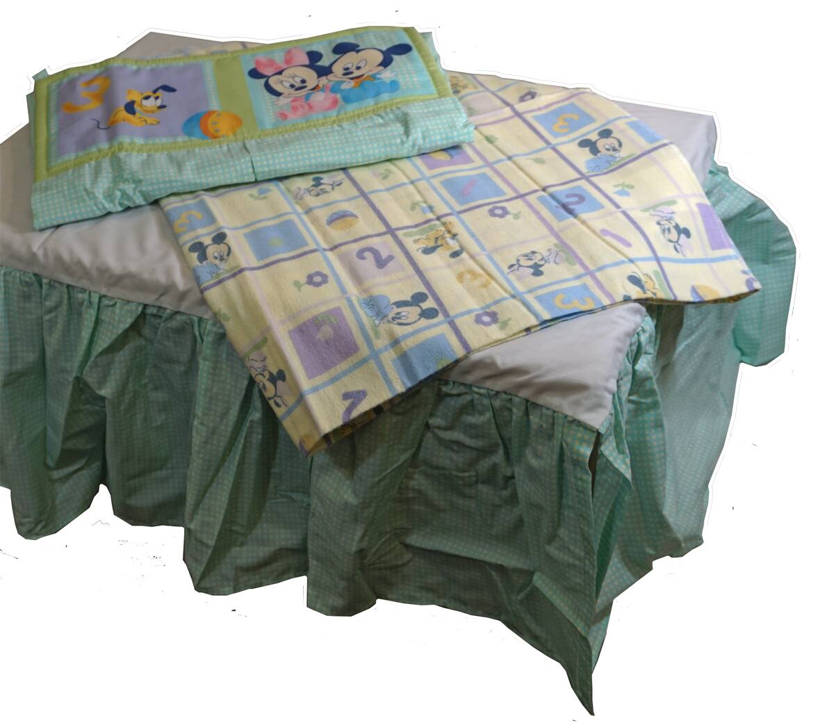 Alt View 1. Regent - Disney Mickey Mouse Baby 3 pc Accessory Set ~ Receiving Blanket + Crib Dust Ruffle + Diaper Stacker - Multi.