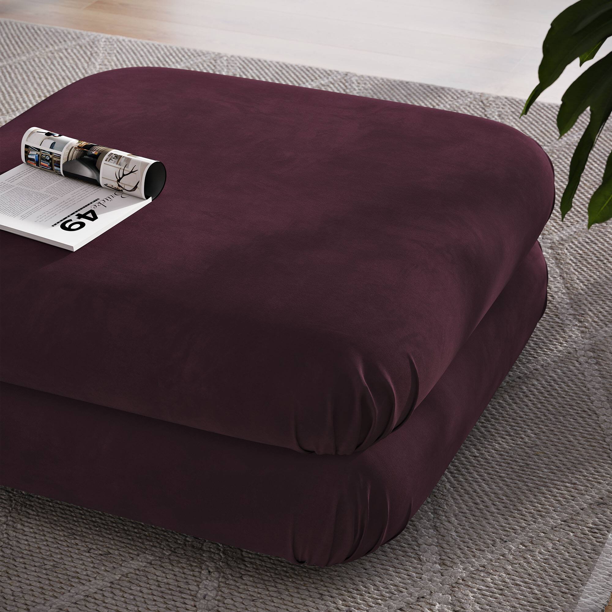 Alt View 2. Modway - Jubilee Modular Performance Velvet Ottoman by Modway - Mulberry.