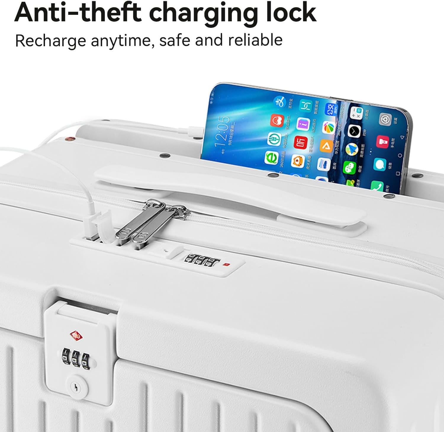 Anti-theft charging lock  
Recharge anytime, safe and reliable