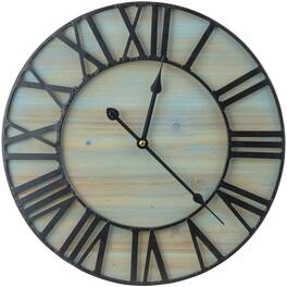 Sorbus - 16-Inch Large Wall Clock, Centurian Roman Numeral Style, Metal Wood Decorative Analog Clock - Black
