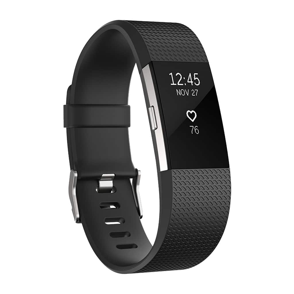 StrapsCo - Active Band Silicone Rubber Watch Strap For Fitbit Charge 2 (Short-Medium) - Black