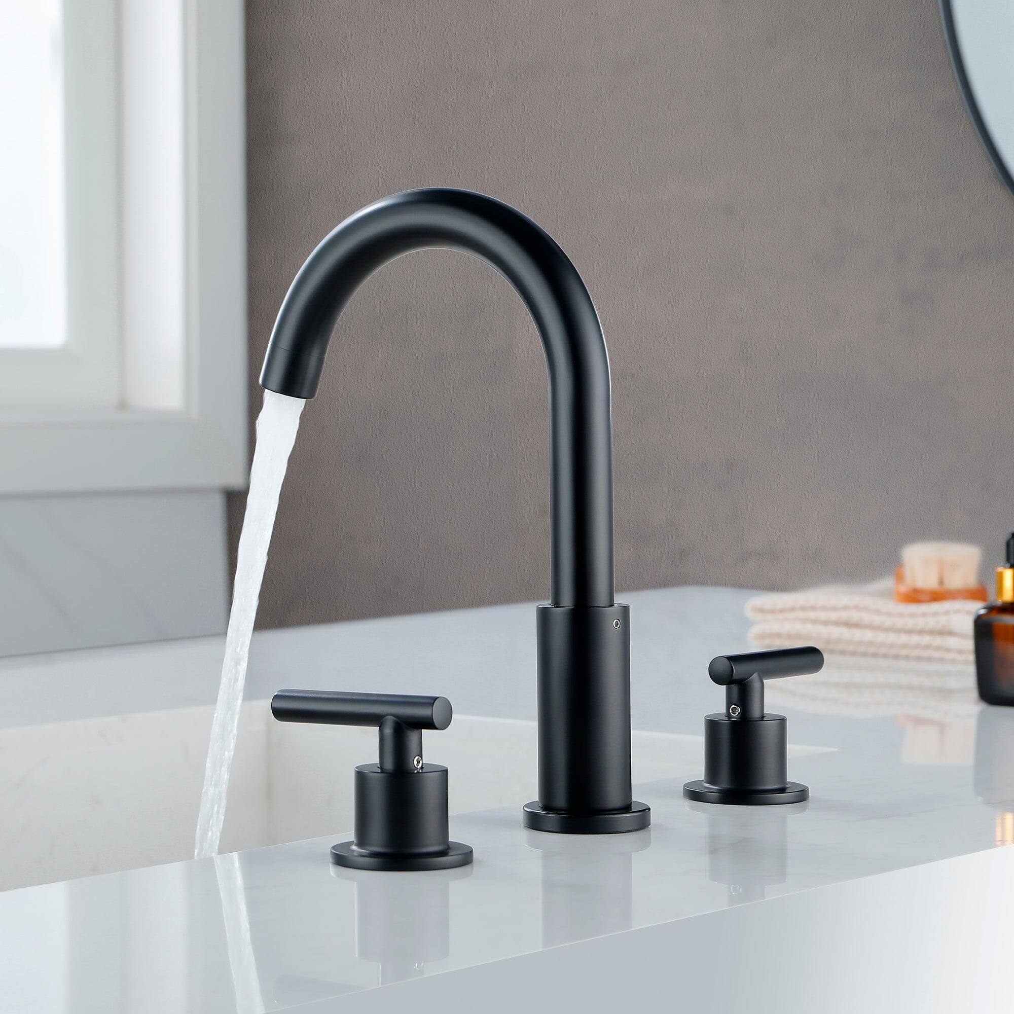 Alt View 10. Boyel Living - 8 in Widespread Double Handle 1.2 GPM Bathroom Faucet with Quick Connect Hose and Pop Up Drain in Matte Black - Matte Black.