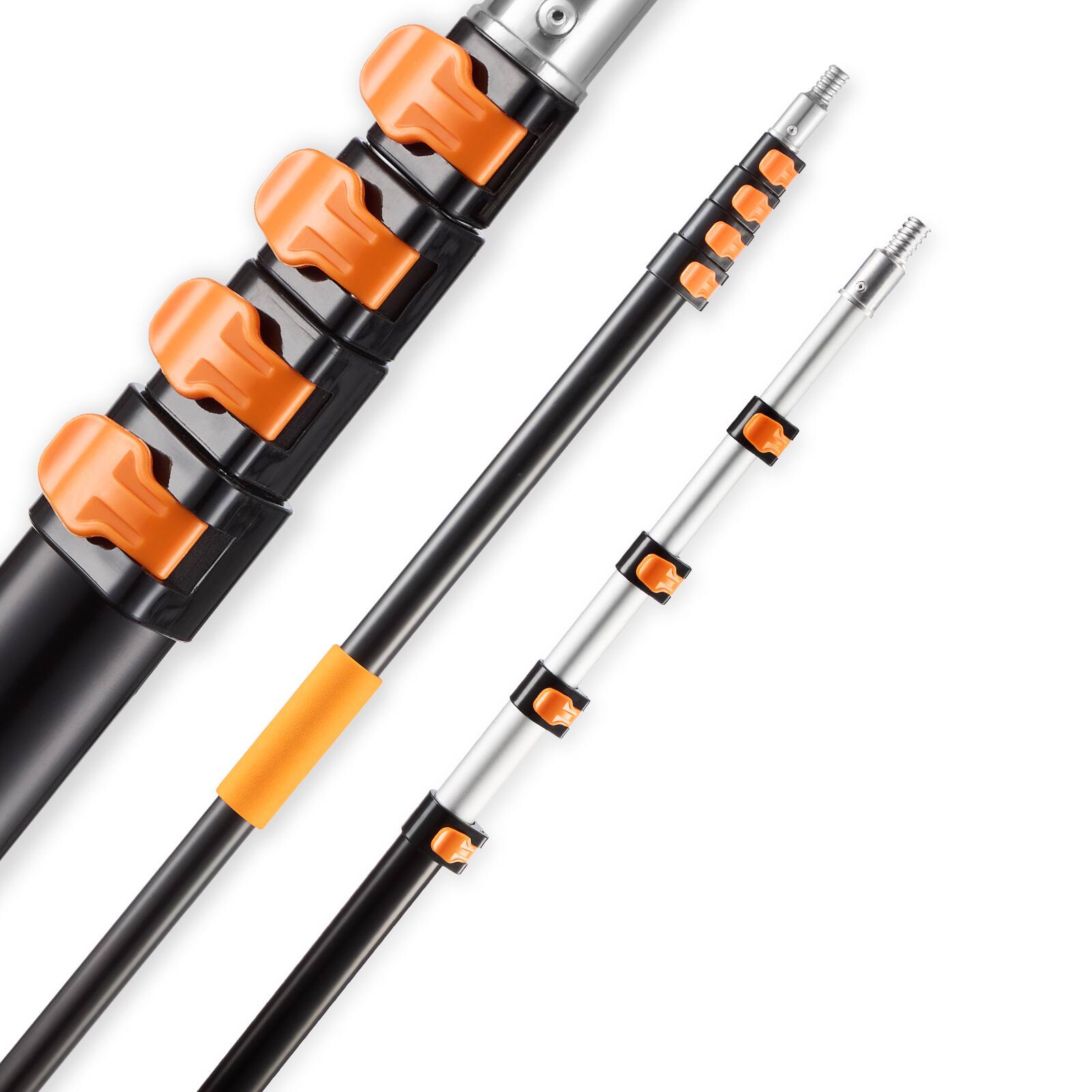 Alt View 5. VEVOR - Telescopic Extension Pole, 4.66-19 FT Multi-Purpose Extendable Pole, Sturdy Aluminum Alloy Paint Pole Extension - Silver+Black+Orange.