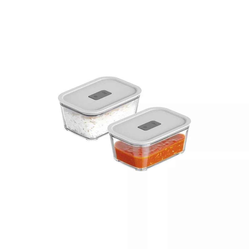 Alt View 4. OU - OU Glass Food Storage Container Set 8pc (set of 4) Leak Proof Lid with Microwave Valve, Stackable.