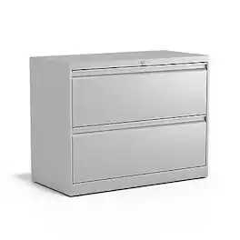 Staples - 2-Drawer Lateral File Cabinet, Letter/Legal Size, Lockable, 28.15"H x 36"W x 18.62"D - Light Gray