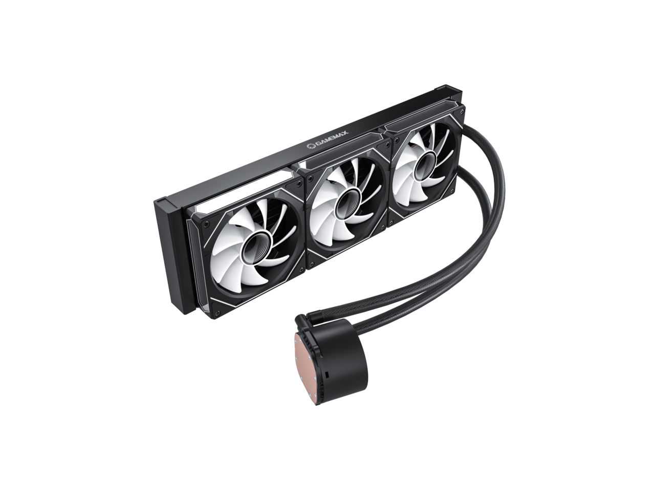 Alt View 3. GAMEMAX - GAMEMAX  IceBurg 360 Digital BK, Liquid CPU Cooler 360mm Addressable ARGB Pump Fans 290W TDP AIO Water Cooler - Black.