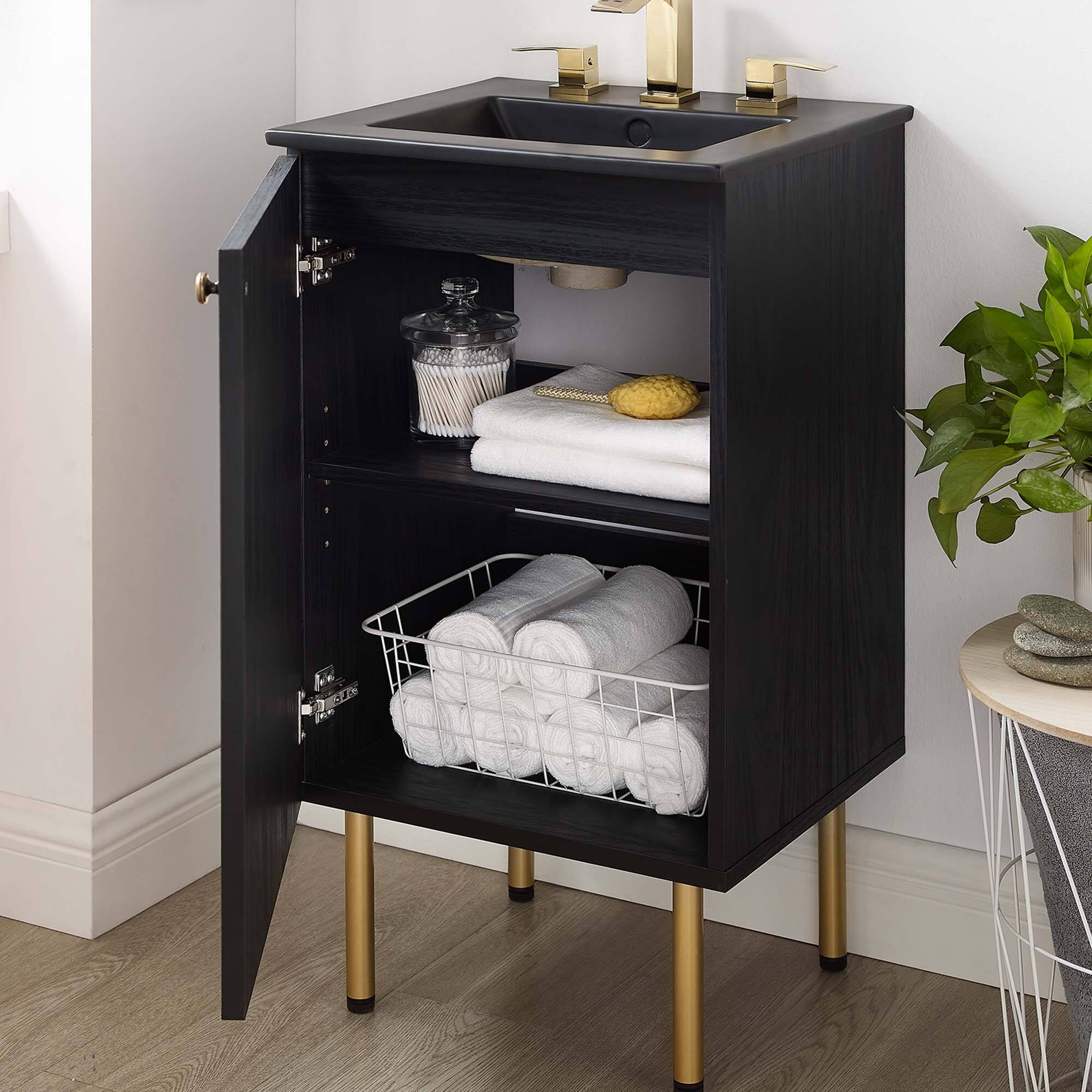 Alt View 1. Modway - Chaucer Bathroom Vanity with Black Basin Included by Modway - Black Black.