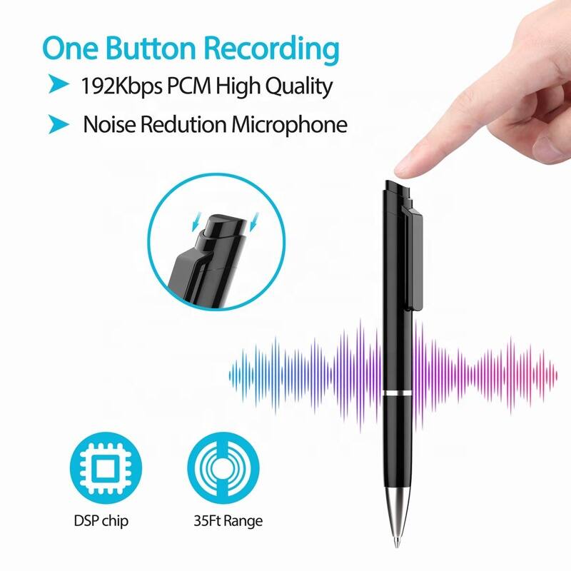One Button Recording  
192Kbps PCM High Quality  
Noise Reduction Microphone  
DSP chip  
35Ft Range
