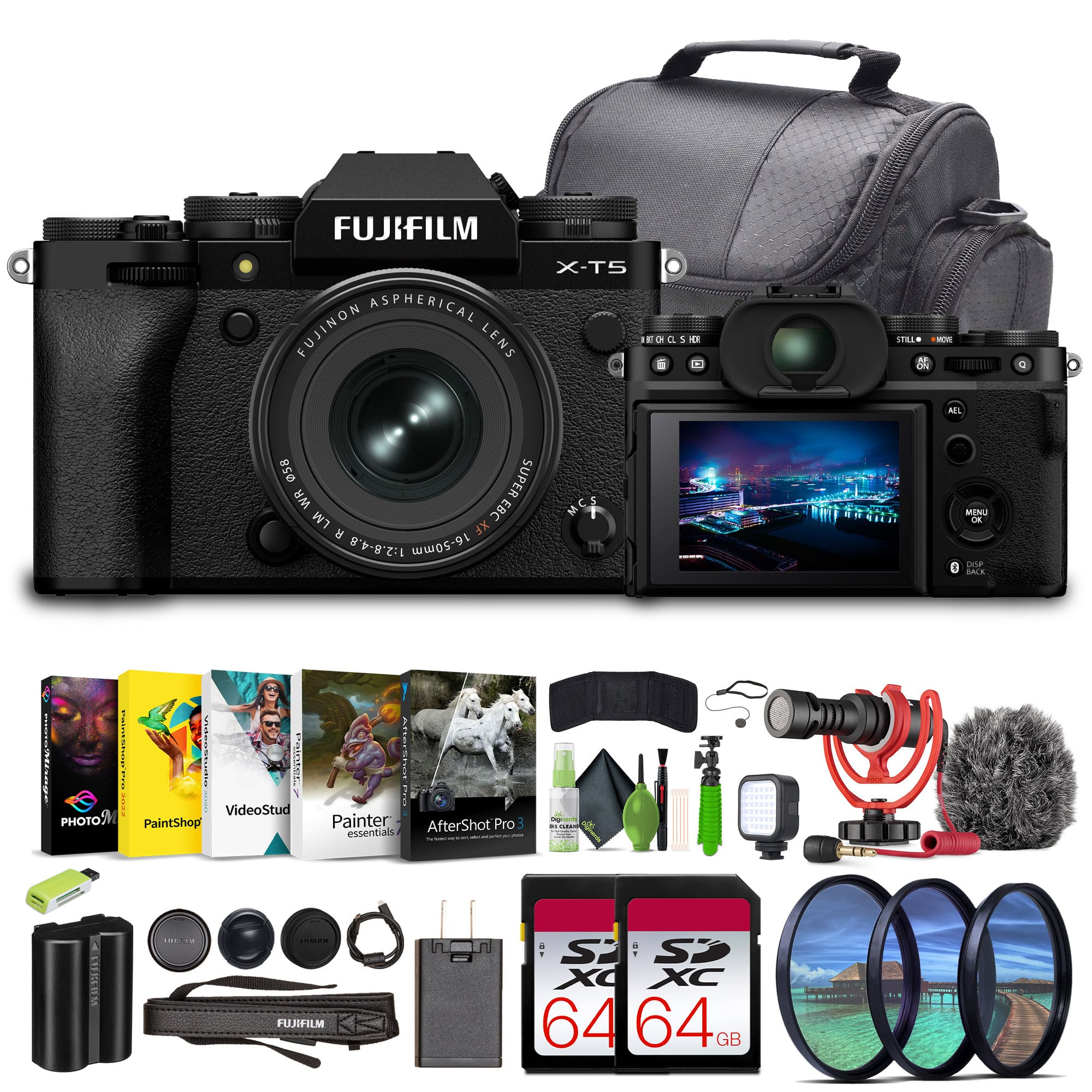 Bundle Fujifilm X T5 Camera XF 16 50mm f/2.8 4.8 R Lens,Black