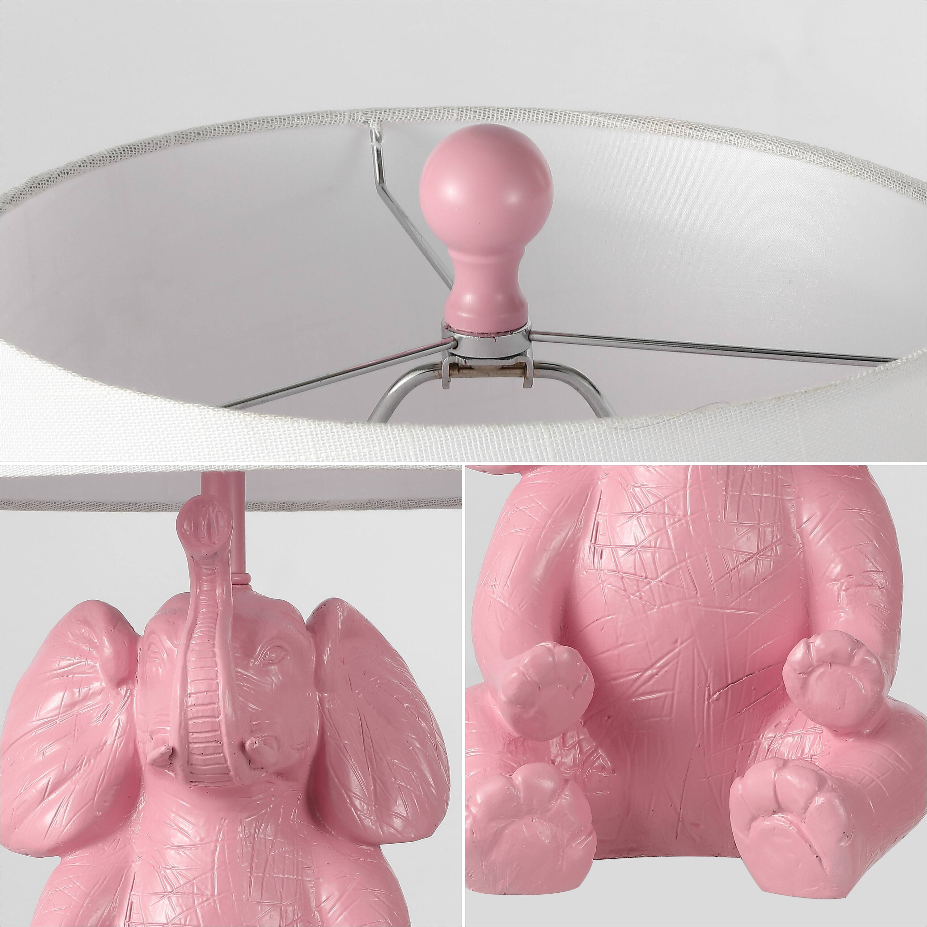 Alt View 5. Jonathan Y - Kairi 21" Modern Shabby Chic Resin/Iron Happy Elephant LED Kids' Table Lamp with Phone Stand, Pink.