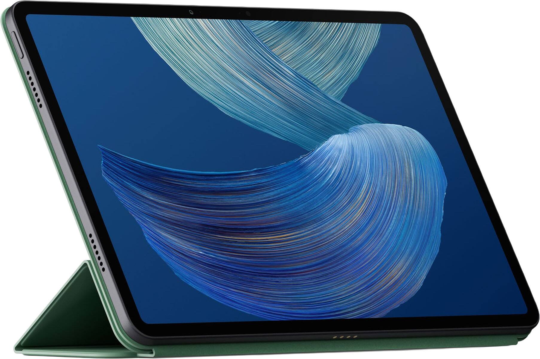 Angle. Amazon - Amazon Alexa Tablet 12 Pro Plant-Based Leather Folio Cover – protect sustainably with a magnetic snap-on design - Matcha.