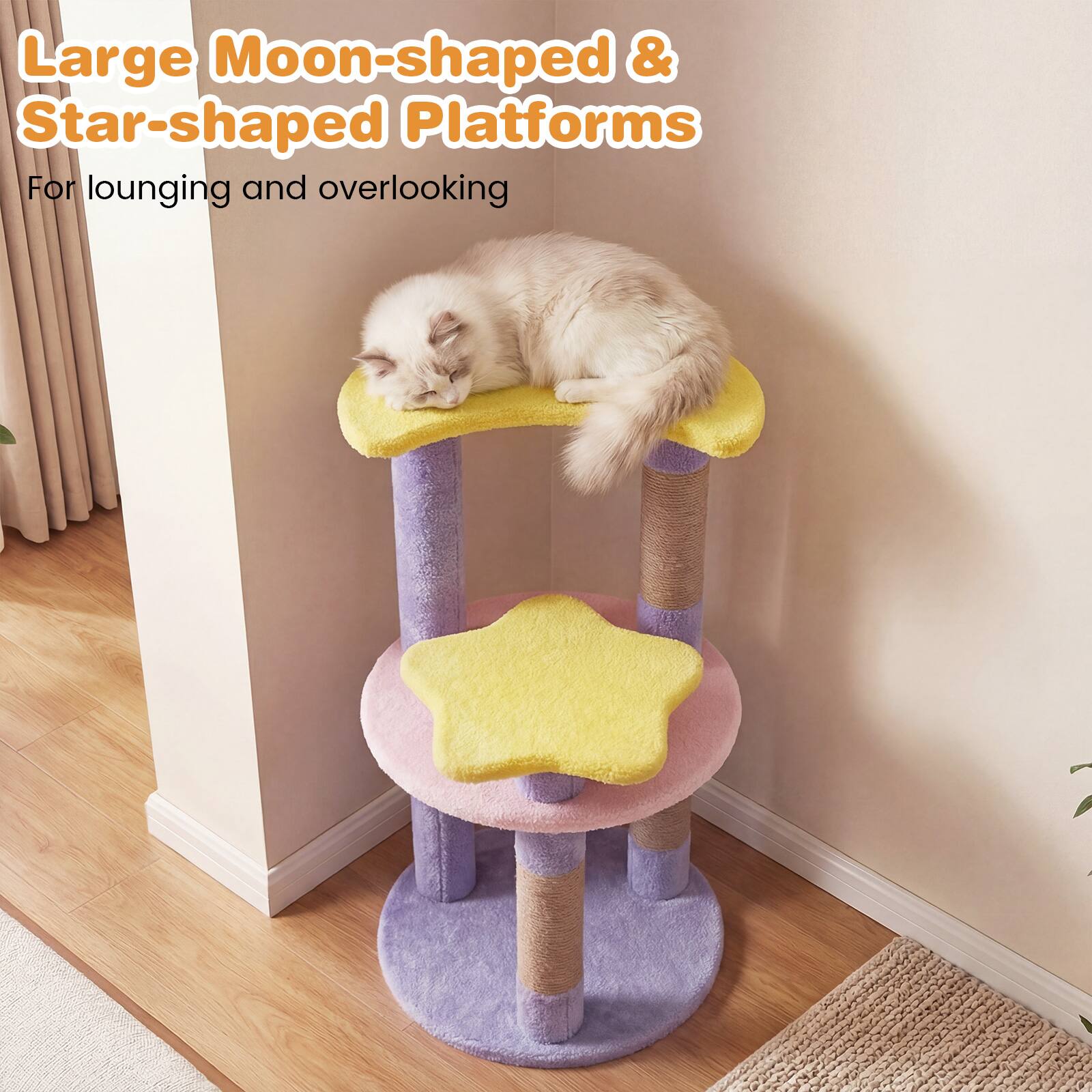 Large Moon-shaped & Star-shaped Platforms  
For lounging and overlooking