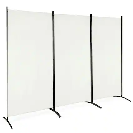 Front. Pefilos - 3-Panel Room Divider Privacy Partition Screen, Folding Screen with Sturdy and Curved Foot Tubes, Foldable Screen Room - White.