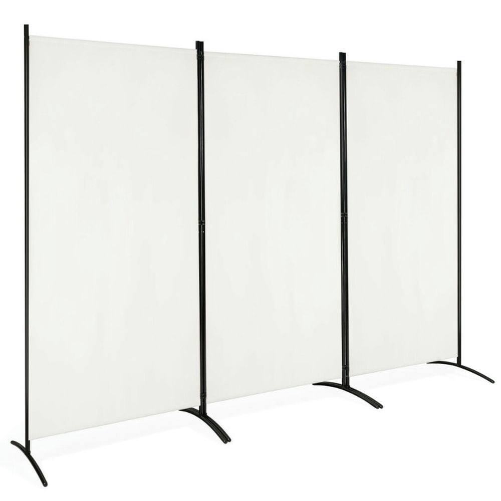 Front. Pefilos - 3-Panel Room Divider Privacy Partition Screen, Folding Screen with Sturdy and Curved Foot Tubes, Foldable Screen Room - White.