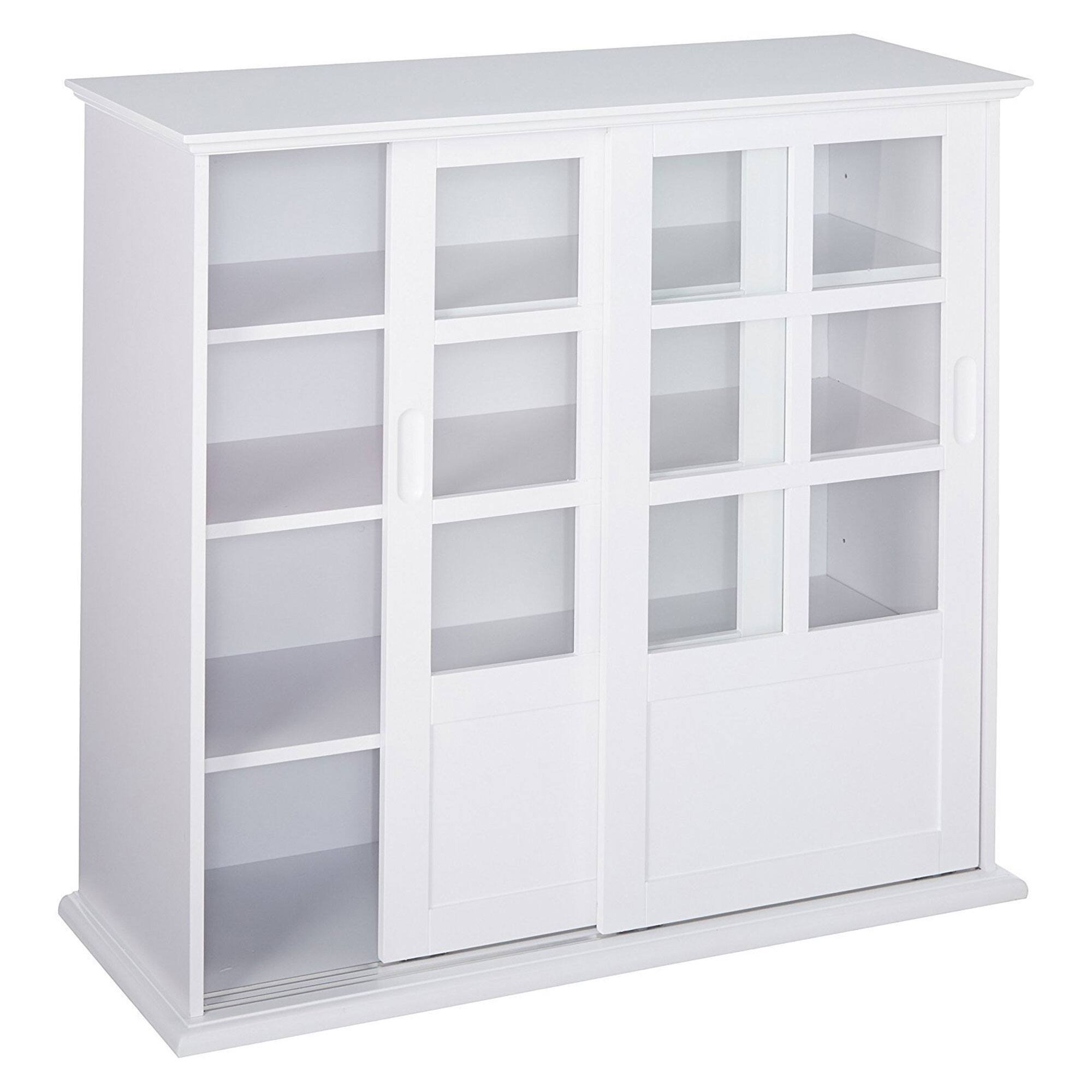 Angle. Kings Brand Furniture - Kings Brand Furniture Holmes White Wood Curio Cabinet with Glass Sliding Doors - White.