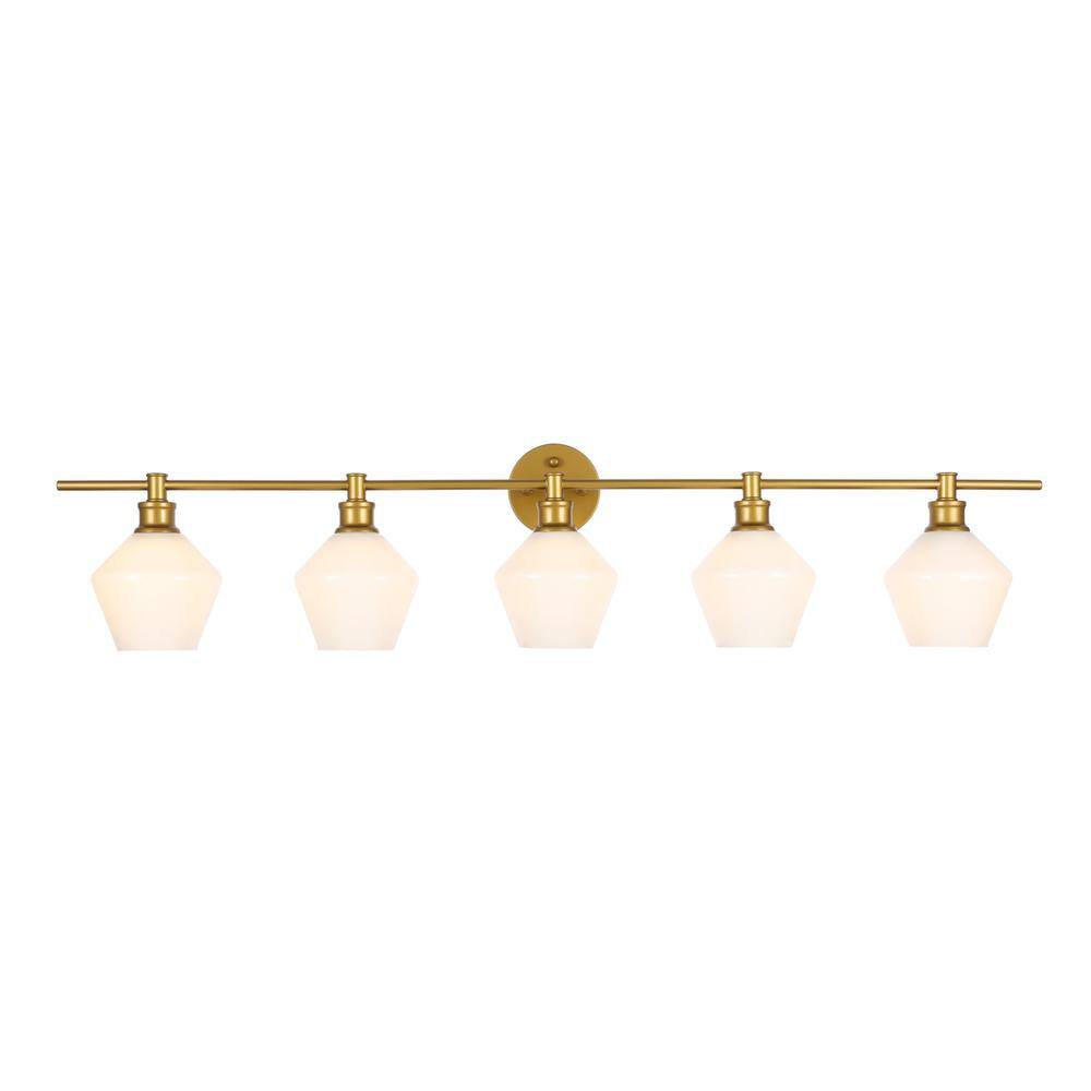 Alt View 2. Living District - Gene 5 light Brass and Frosted white glass Wall sconce - Brass And Frosted White Glass.