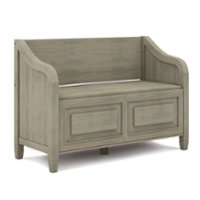 Simpli Home - Connaught Entryway Storage Bench - Distressed Grey - Front_Zoom