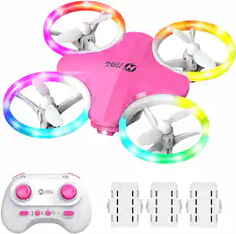 Bundle - Holy Stone - AeroMini Indoor Drone with Auto Hover, Circle Flight and 3 Batteries - Pink