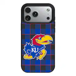 Keyscaper - NCAA - Kansas Jayhawks Plaid Magnetic Bump iPhone Case - 15 - Black