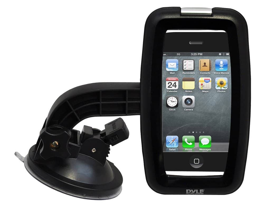 Pyle - Waterproof Motorcycle Phone Holder - Dashboard Cell Phone Case Mount For Car Windshield, Bicycle, Bike Handlebar - Black