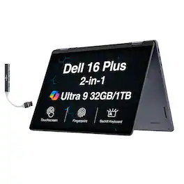 Dell - Upgraded - 16 2-in-1 Laptop 16.0 WQXGA Display (Intel Ultra 9-288V, 32GB LPDDR5X, 1TB M.2 PCIe SSD, Win 11 Pro) - Midnight Blue