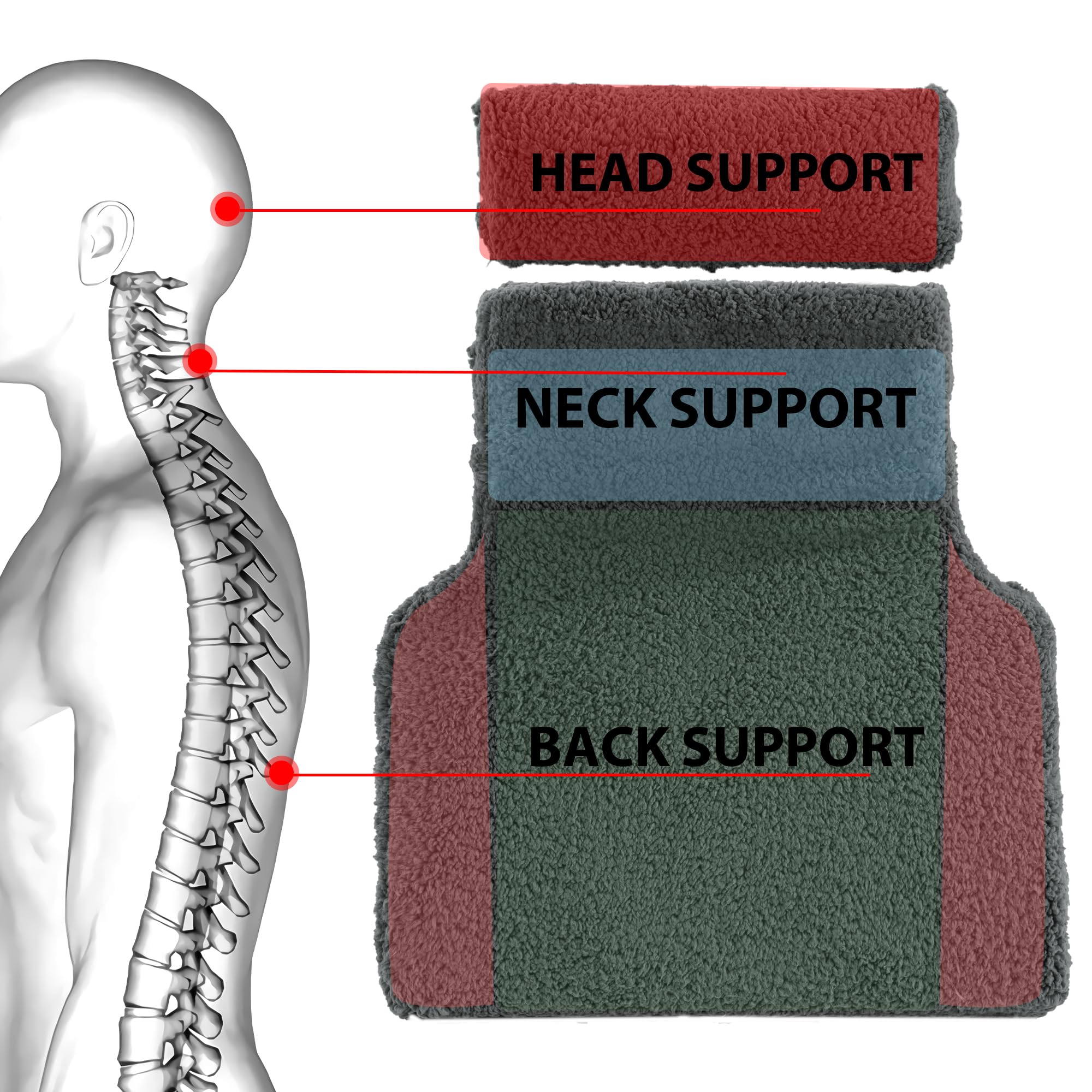 HEAD SUPPORT  
NECK SUPPORT  
BACK SUPPORT