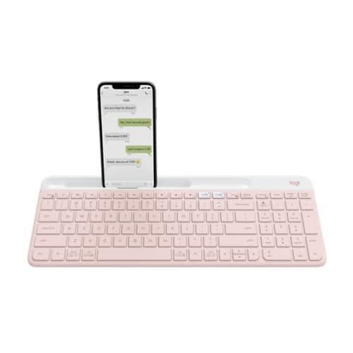 Logitech - K585 Slim Multi-Device Wireless, Compact and Quiet Keyboard (Rose) - Pink