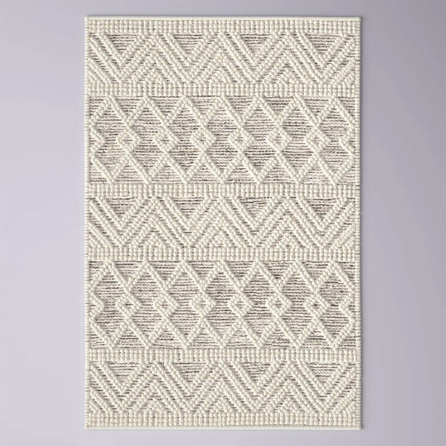 Angle. Hivvago - 2-ft. x 3-ft. Hand Woven Wool Blend Grey Beige Ivory Persian Style Area Rug - Grey Beige Ivory.