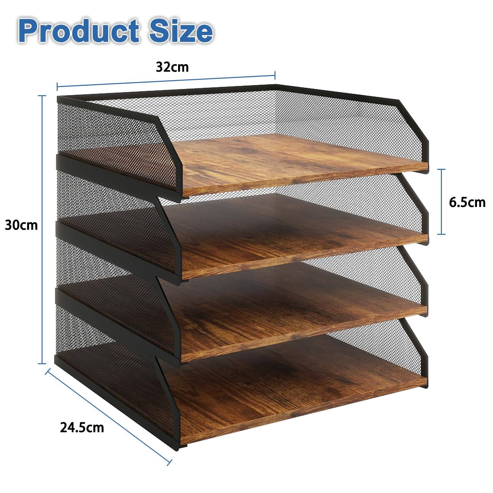 Dapper Styles 4 tier Stackable Paper Tray Metal Mesh Desktop Organizer ...