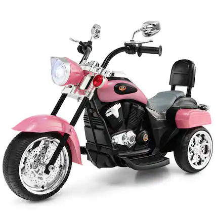 Front. Gymax - Gymax 6V Kids Ride On Chopper Motorcycle 3 Wheel Trike with Headlight Pink - Pink.