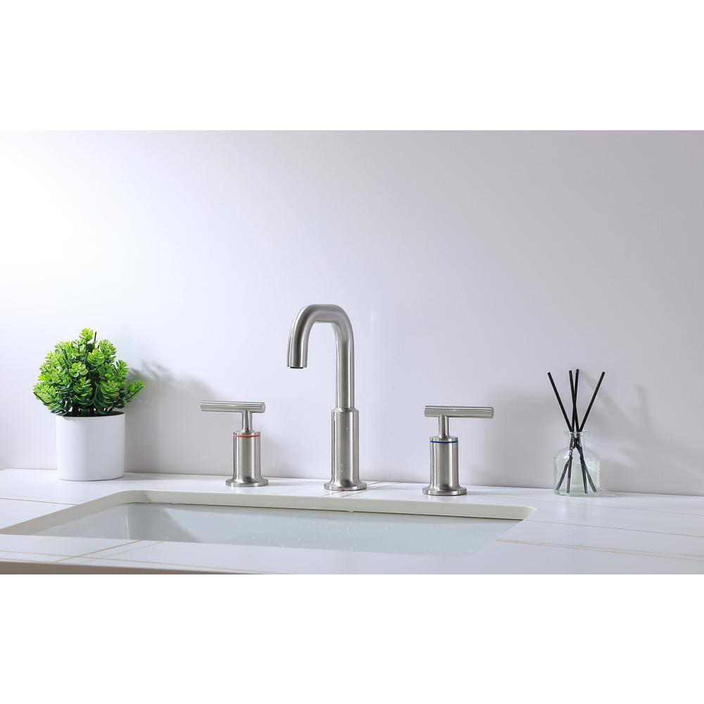 Alt View 7. Elegant Kitchen and Bath - Tobias 8 inch Widespread Double Handle Bathroom Faucet in Brushed Nickel - Brushed Nickel.