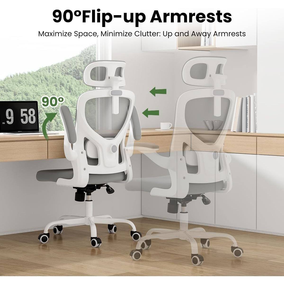 90° Flip-up Armrests  
Maximize Space, Minimize Clutter: Up and Away Armrests