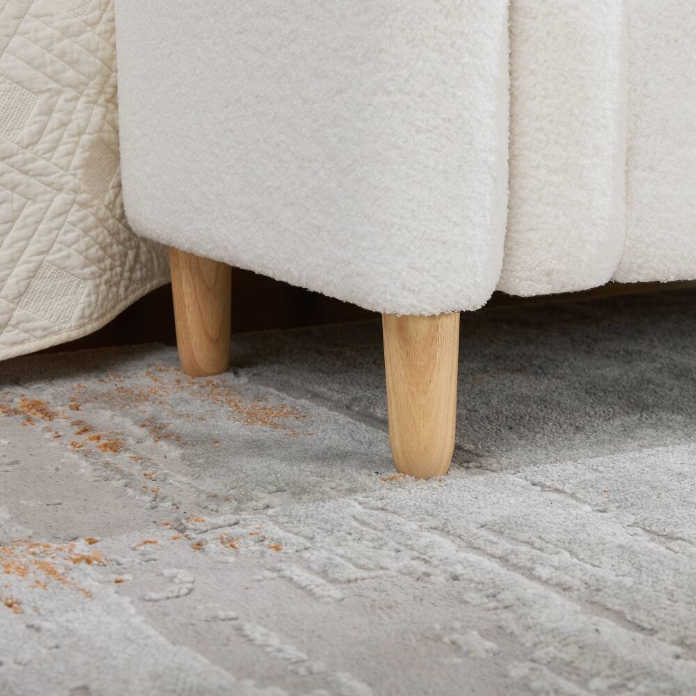 Alt View 6. Ropilly - Ropilly Modern Upholstered End of Bed Bench Teddy Fabric Flip Top Storage Bench with Armrests Ivory - Ivory.