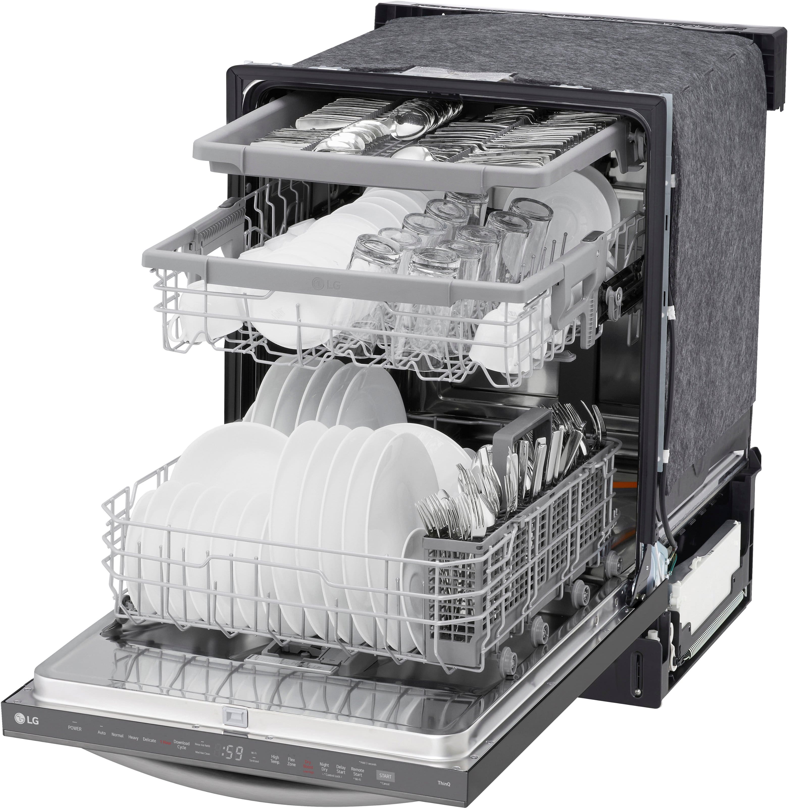 Alt View 24. LG - 24" Top Control Smart Built-in Stainless Steel Tub Dishwasher with 3rd Rack, QuadWash Pro and 46dB - PrintProof Black Stainless Steel.