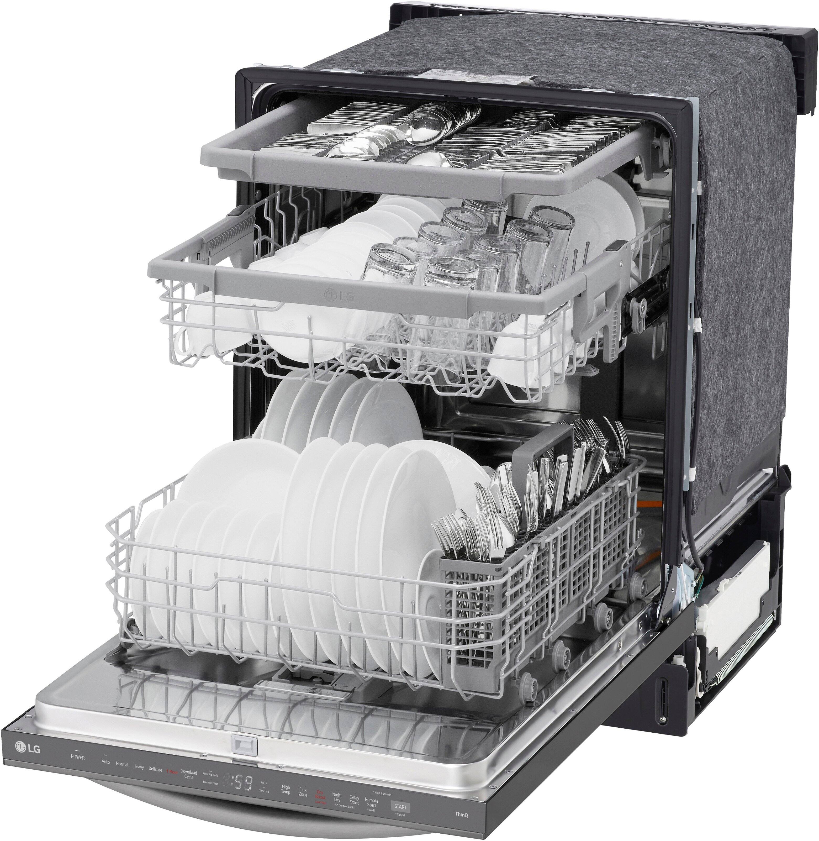 Alt View 24. LG - 24" Top Control Smart Built-in Stainless Steel Tub Dishwasher with 3rd Rack, QuadWash Pro and 46dB - PrintProof Black Stainless Steel.