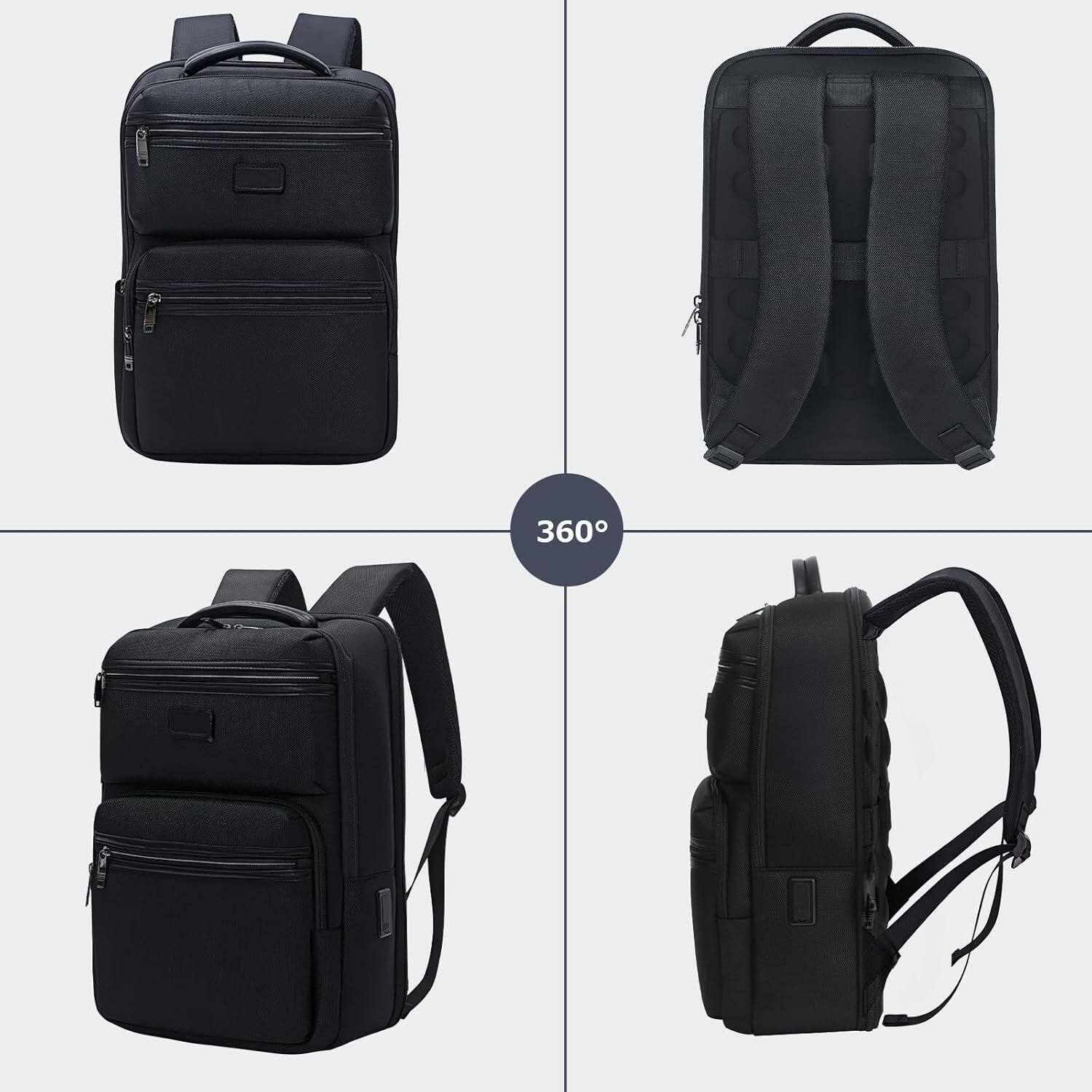 Alt View 6. Wikistore - WIKISTORE Backpack for 15.6 Inch Laptop Water Resistant Lightweight Business School College Travel Bookbag Black - Black.