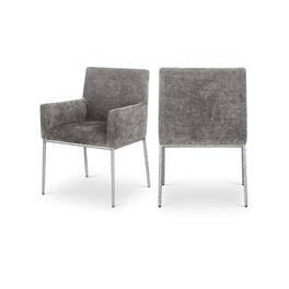 Meridian Furniture - Reeves Grey Chenille Fabric Dining Chair, Set of 2 - Gray