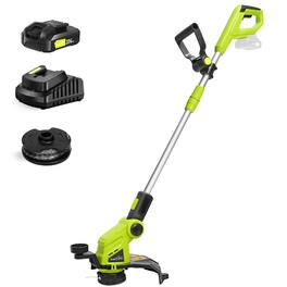 SnapFresh - 12 Inch Cordless String Trimmer 20V Electric Weed Eater with Battery Charger and Auto Feed Spool - Green