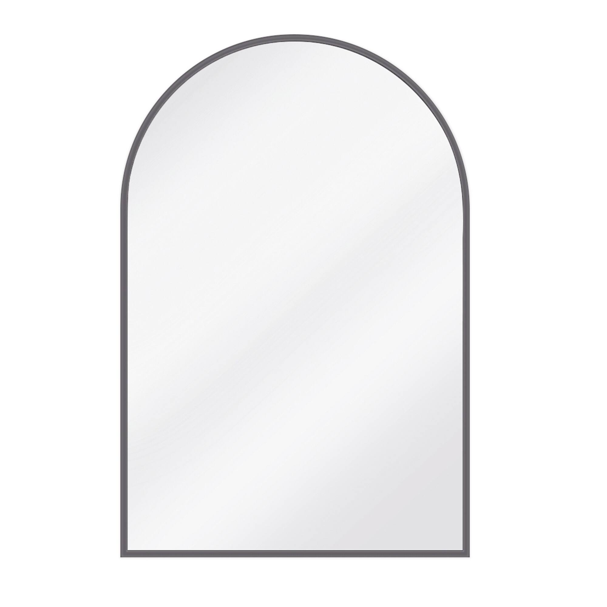 Front. Easly - Black 24 in. W x 36 in. H Arched Aluminum Alloy Frame Vanity Wall Mirror - Black.