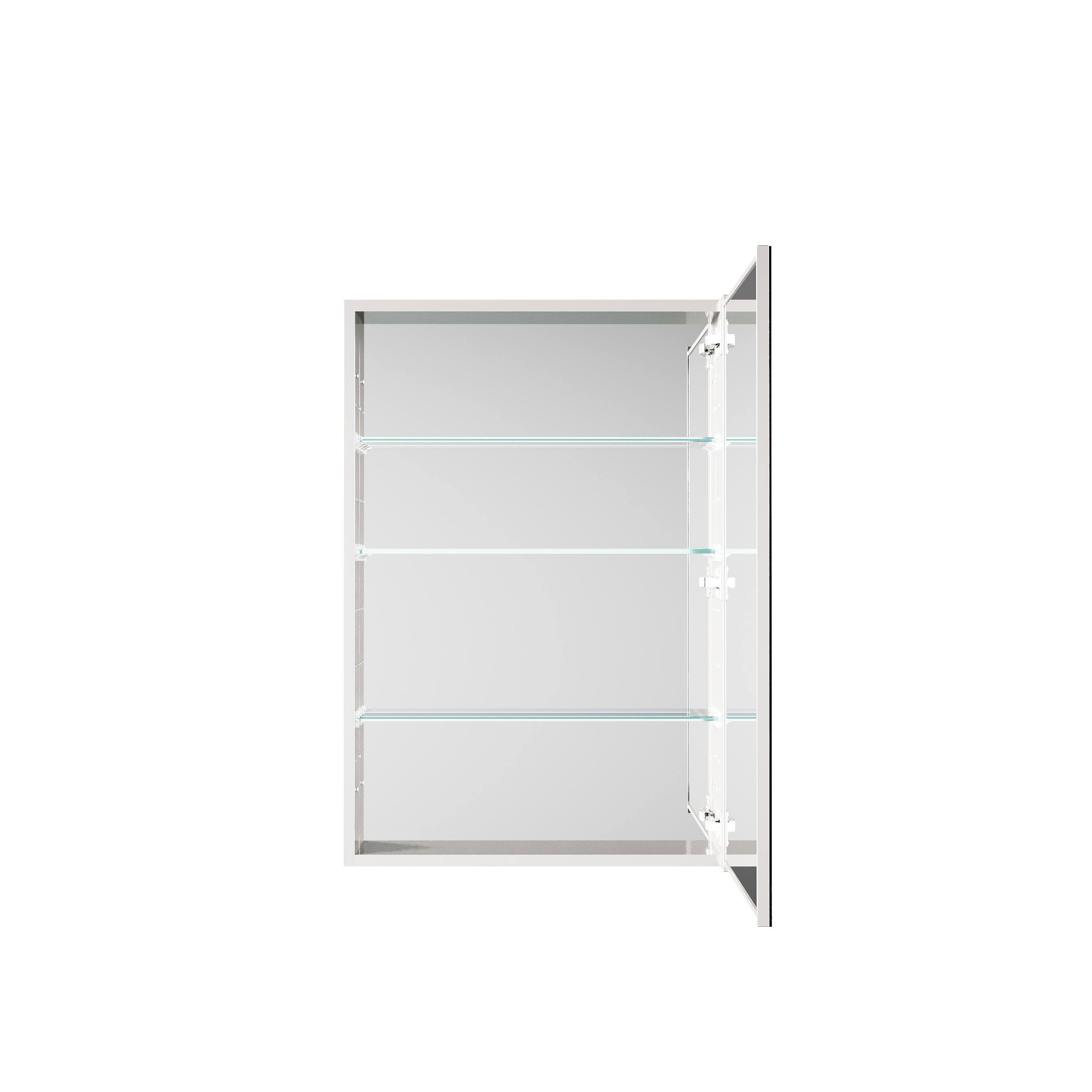 Alt View 9. WELLFOR - 24 in. W x 36 in. H Rectangular Aluminum Tri-View Medicine Cabinet with Mirror, Blum Hinge, Adjustable Shelves - Silver.