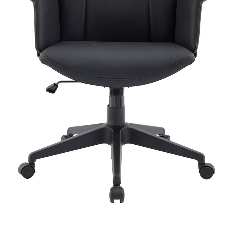 Alt View 7. LeisureMod - Inifini High Back Office Chair Ergonomic PU Leather Lumbar Support Foam Cushion Iron Frame - Black.