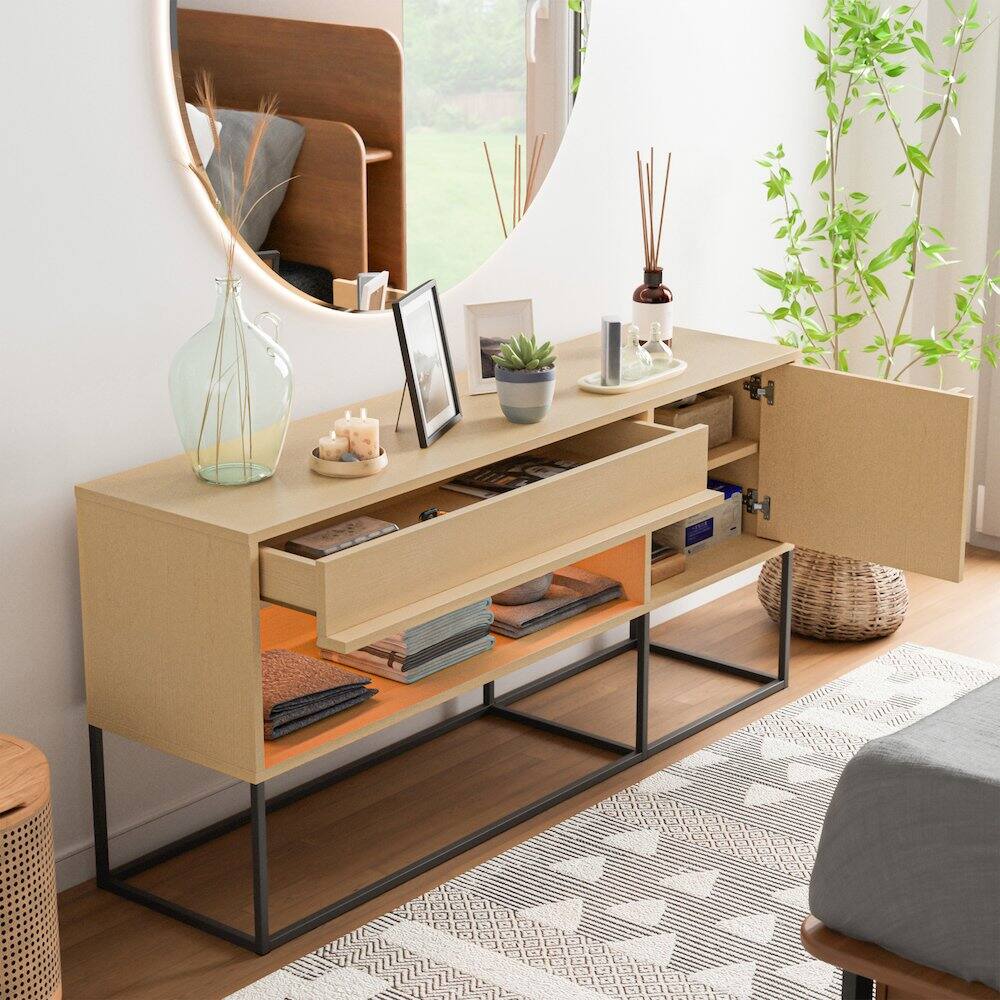 Alt View 4. Furniture of America - Yazda TV Stand Fits TV's up to 65 in. with LED Lights - Orange.