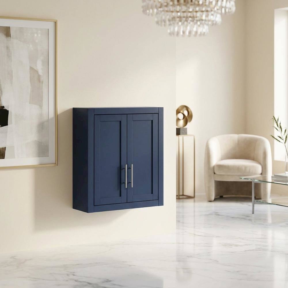 Alt View 4. FurniFact - Wall Storage Cabinet in Stylish Finish for Versatile Organization - Navy.